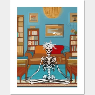 Namaste Skeleton Posters and Art